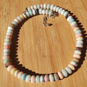 Jay King DTR mine finds Amazonite and Pink Opal Sterling Silver 18" Necklace  wh
